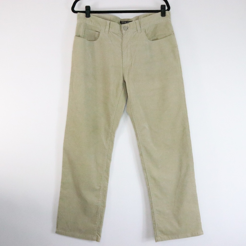 MICHAEL KORS Scratched Corduroy Straight Leg Pants   - Size 33